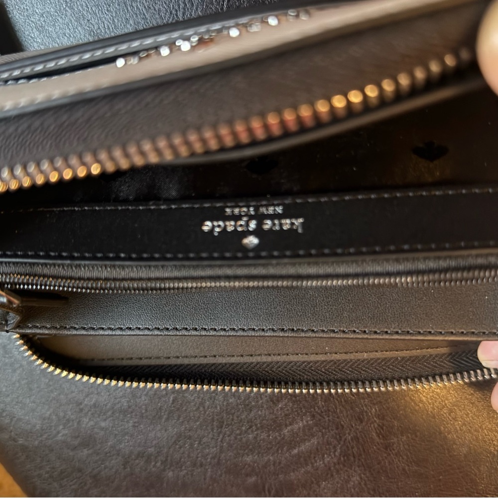 kate spade Two-Tone Gray and Cream Saffiano Zip Wallet - Picture 4 of 4